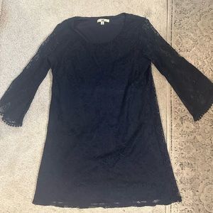 Navy lace shift dress; size L